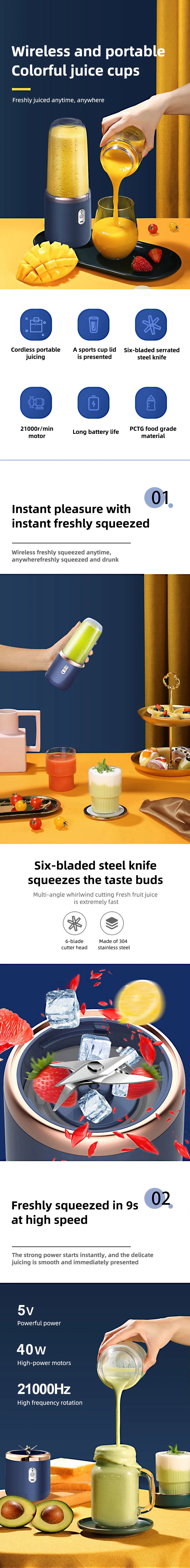 On-The-Go Blender Bottle | 6-Blade USB Rechargeable