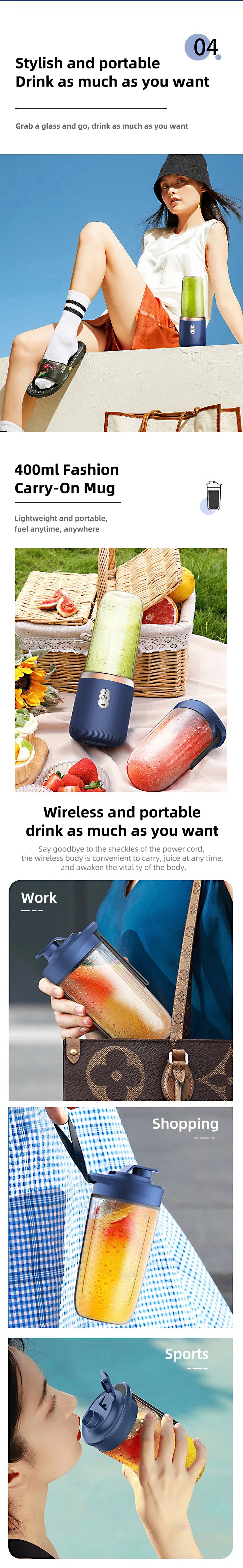 On-The-Go Blender Bottle | 6-Blade USB Rechargeable