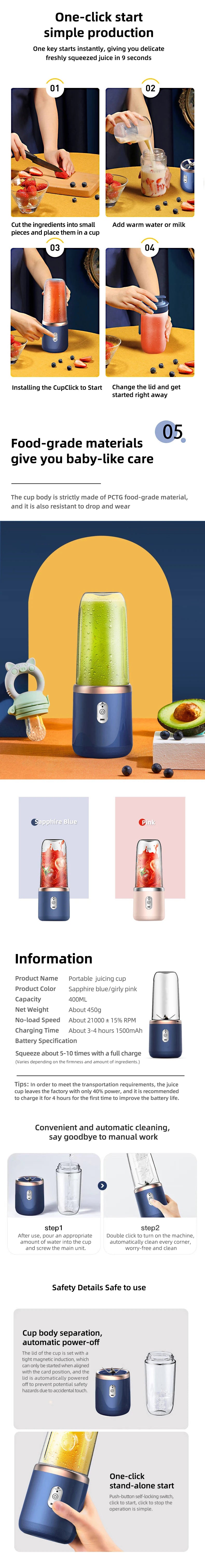 On-The-Go Blender Bottle | 6-Blade USB Rechargeable